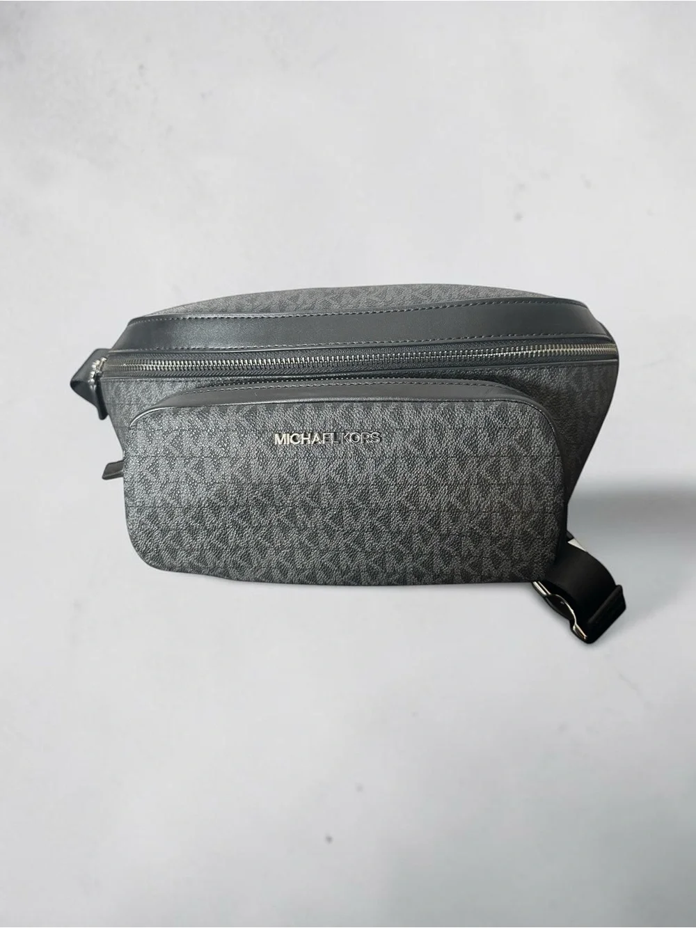 Michael Kors Cooper Charcoal Monogram Utility Belt Bag Fanny Pack Crossbody - Picture 2 of 11